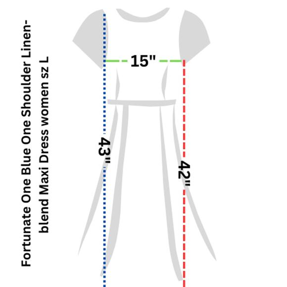 Fortunate One Blue One Shoulder Linen-blend Maxi Dress women sz L - Picture 2 of 9